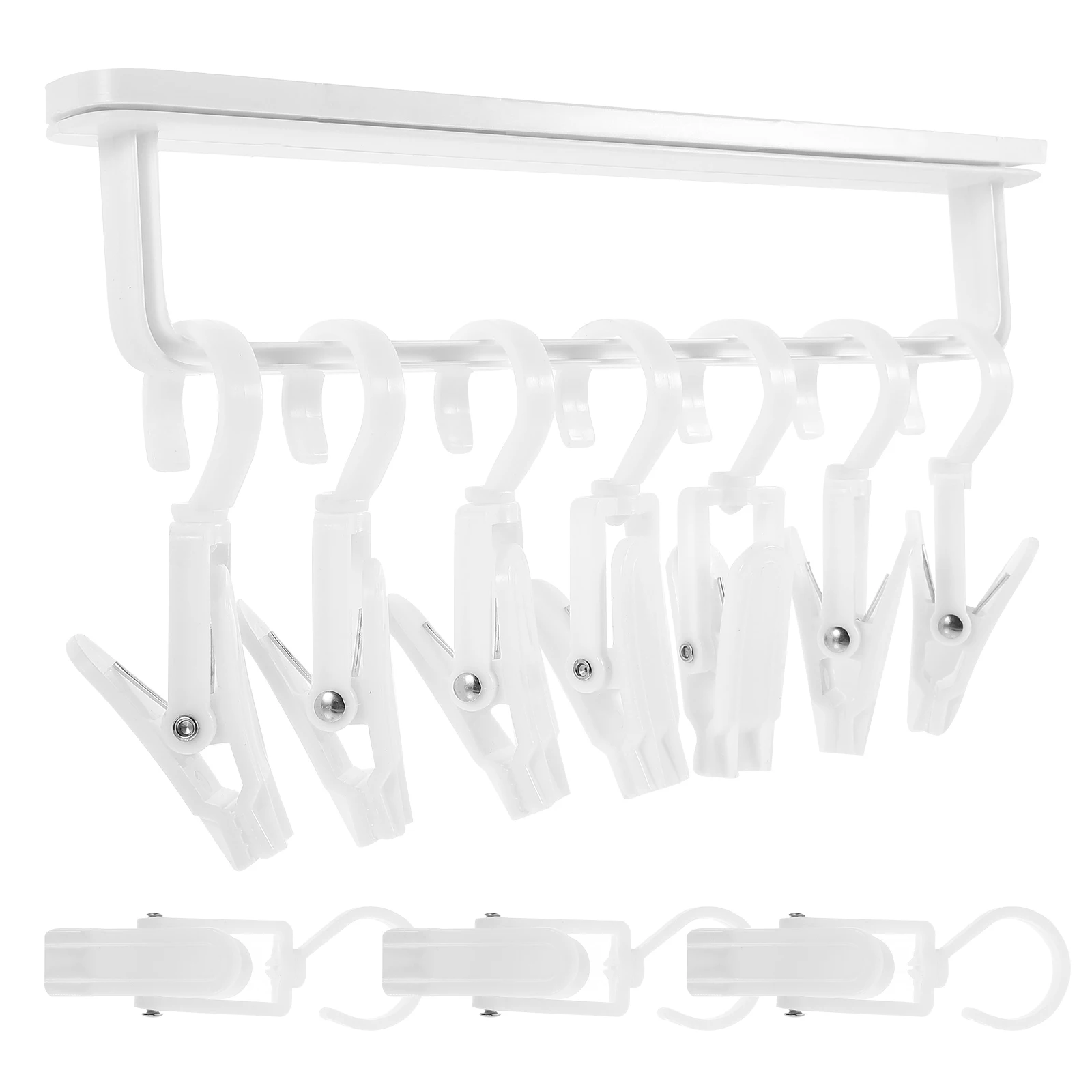 

1 Set Retractable Closet Rod Heavy Duty Sliding Hanging Rail Rack For Wardrobe Storage Movable Hanger Clips Organize Clothes