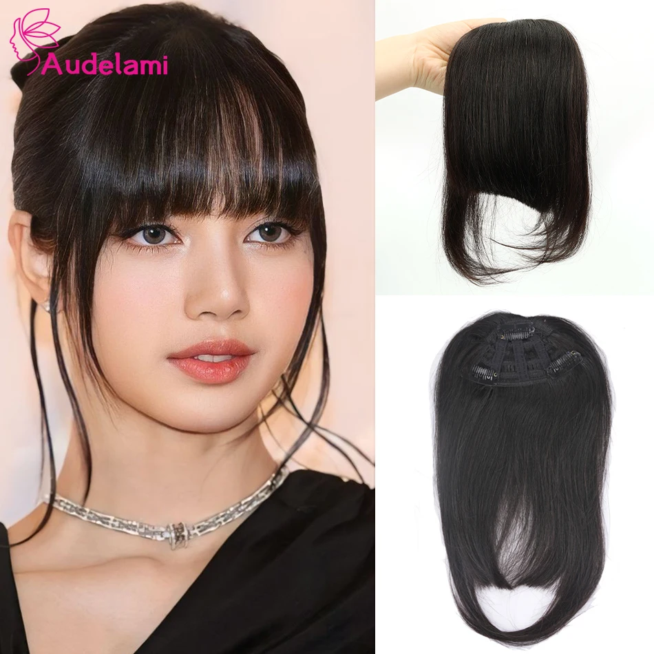 Straight Clip In Hair Bangs Hairpieces 3 Clips Natural Bang Hair Human Hair Remy Hair Clip In The Front Side Bangs For Women