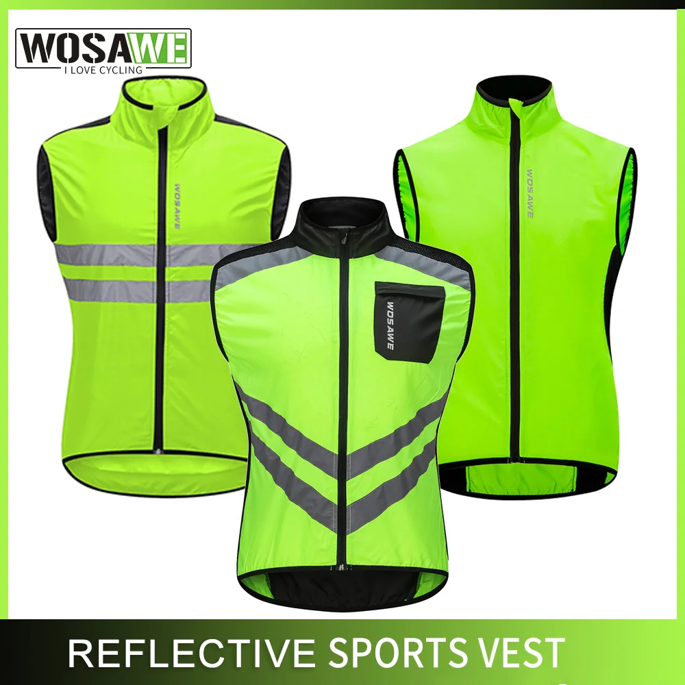 WOSAWE – gilet réfléchissant de nuit pour hommes, sans manches, vêtements de sport, maillot de cyclisme, gilet pour vélo de route et VTT