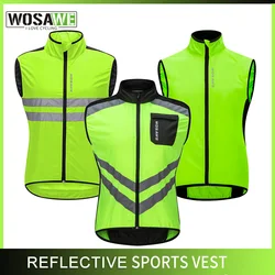 WOSAWE 사이클링 야간 반사 조끼 남성용 민소매 스포츠 조끼 Ropa Ciclismo Jersey Gilet MTB 로드 자전거 의류 자전거 의류