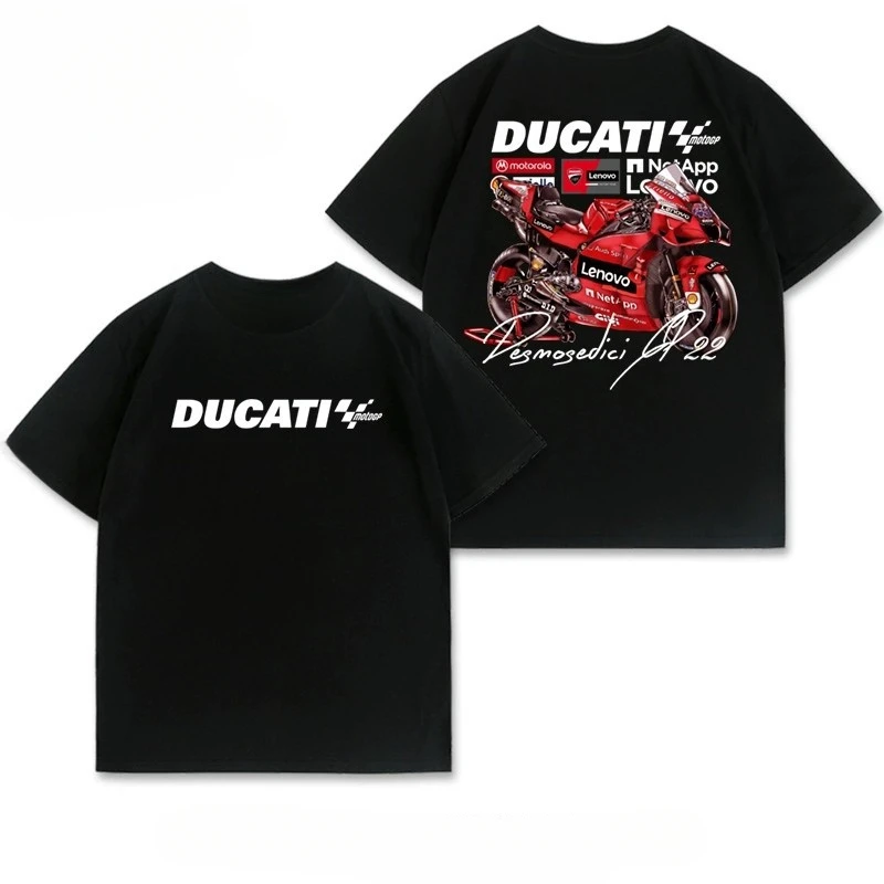 Pop Motorcycle Short-sleeved Cotton T-shirt Cycling Graphic Printing High-end Luxury Unisex Style Both of Men and Women