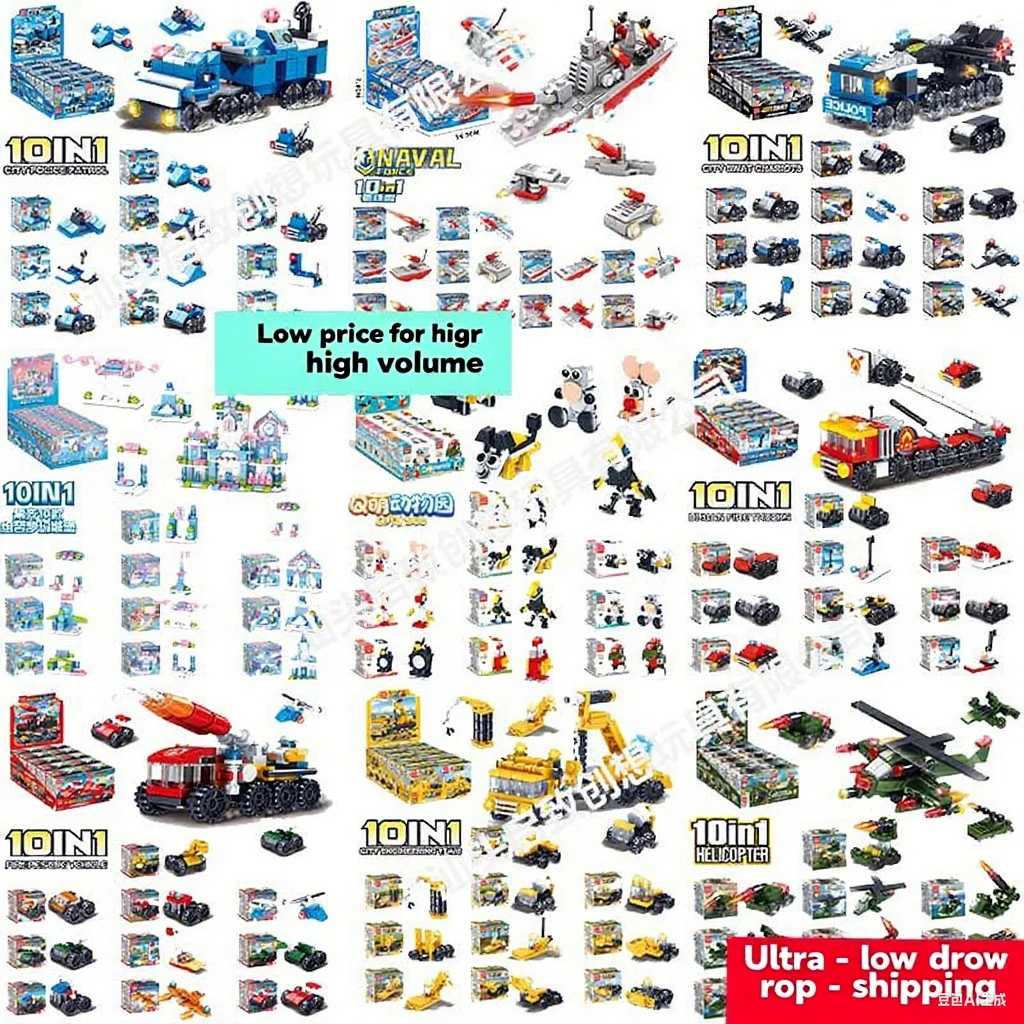 10 in 1 ใช้งานร่วมกับ Lego Building Blocks DIY รถตํารวจ Fire รถบรรทุกปราสาทอิฐของเล่นเพื่อการศึกษาเด็กของขวัญ