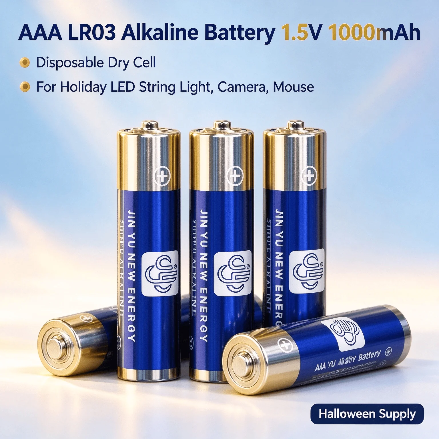 AAA LR03 Alkaline Battery 1.5V 1000mAh Disposable Dry Cell For Holiday LED String Light Camera Mouse Halloween Supply
