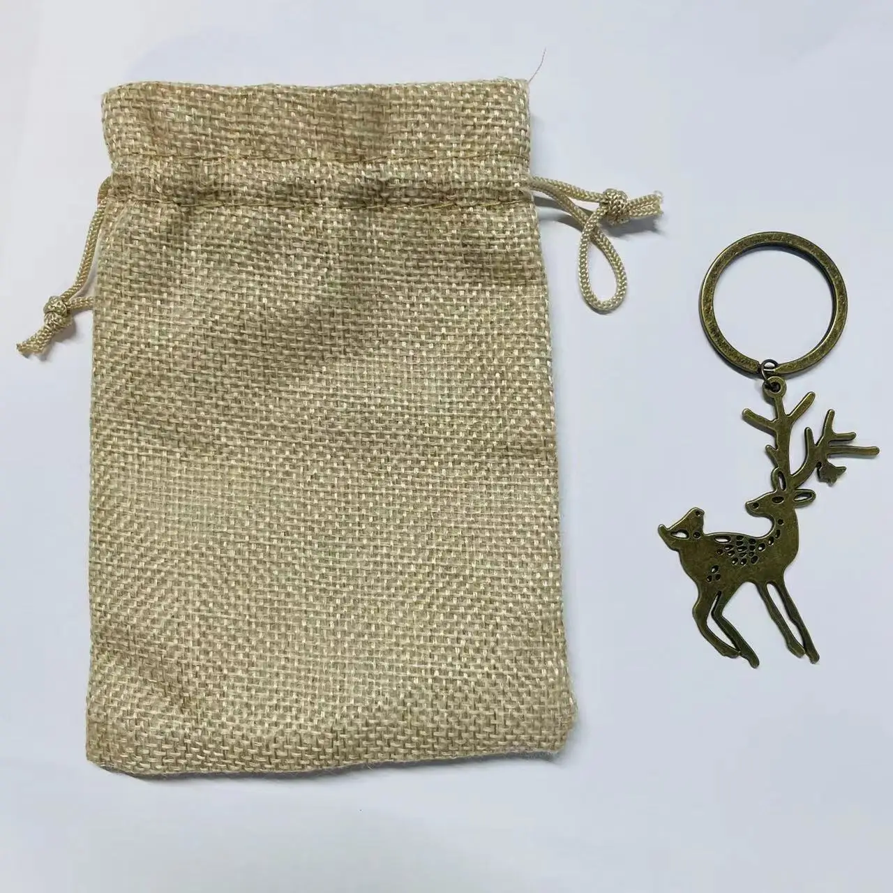 Gift Sack Key Rings 2pcs Set Christmas Elk Bird Pattern Keychain Halloween Christmas New Year Gift Animal Hollow Pendant Jewelry