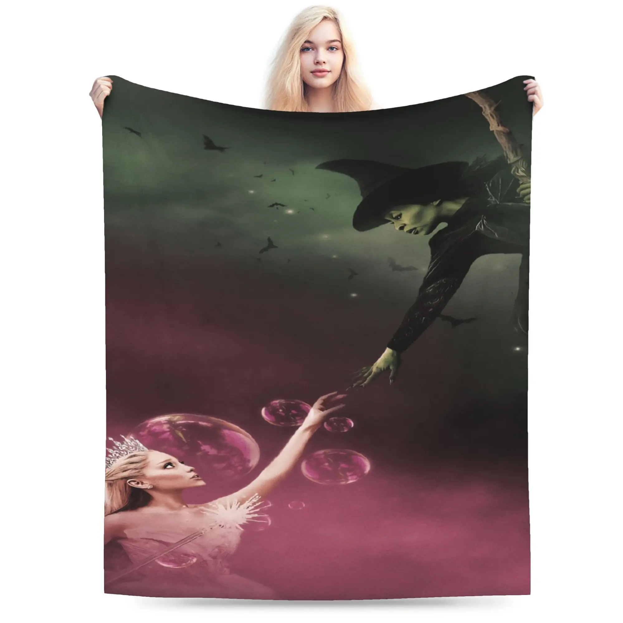 W-Wicked 2 Musical Movie Glinda Elphaba Flannel Blanket Spring  Warm Throw Blanket for Kids Adult Bedspread Sofa Bed Cover