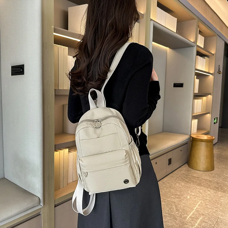 2026 New Korean Style Women Backpack, Simple Lightweight Waterproof Nylon Fabric, Multi-functional, Can Be Worn as Chest Bag view 2