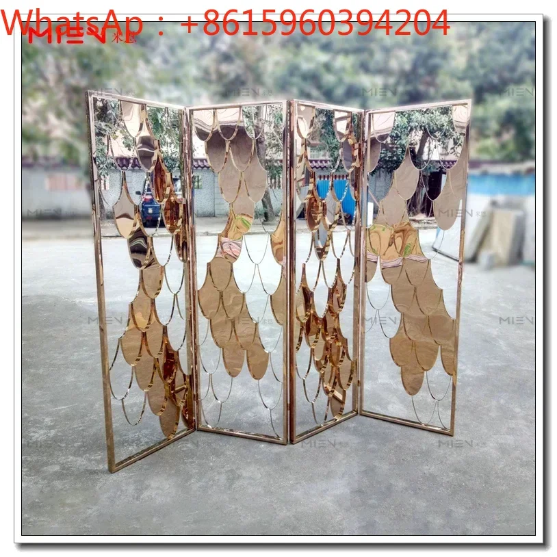 High end villa stainless steel folding screen mobile partition Brabbu wall screen bedroom shielding partition