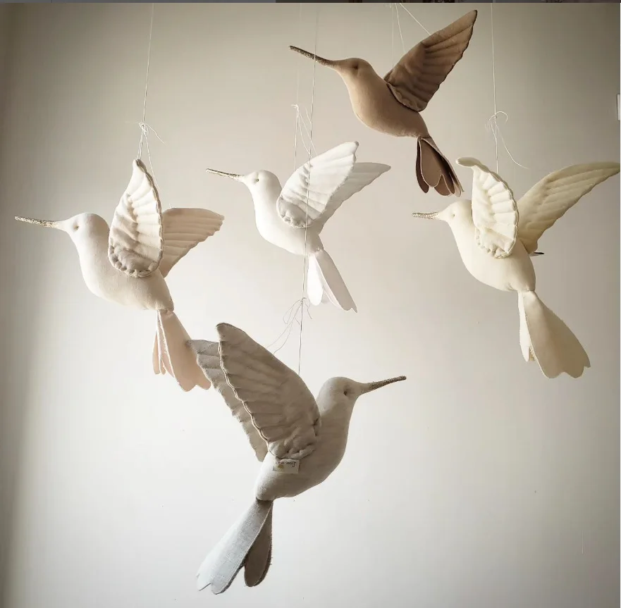 ins linen hummingbird pendant children\'s room bedroom decoration pendant doll photography shooting props