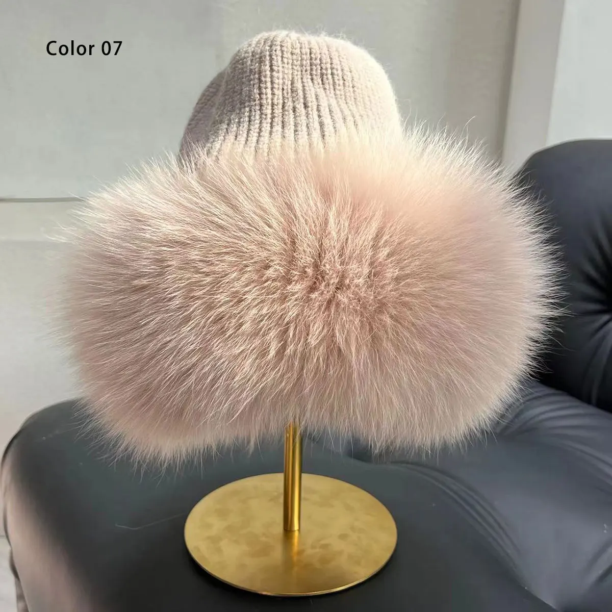 Neue Stilvolle Beanie Fuchs Pelz Hüte für Frauen Winter Warme Flauschigen Knochen Kappe Weiche Außen Dicke Natürliche Fuchs Pelz Hut Weibliche Kuppel Hüte – Detail 19