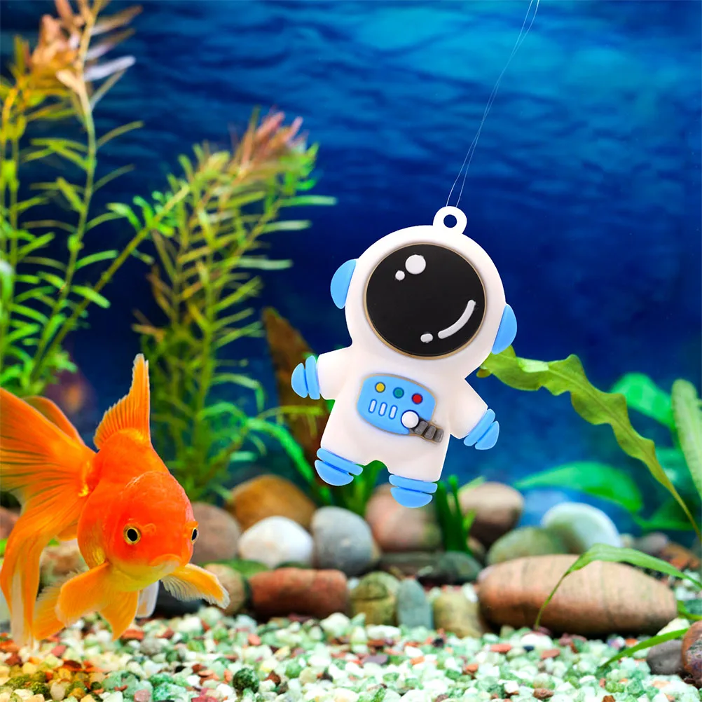 

4pcs Blue Astronaut Figurines Soft Plastic Fish Tank Decor Floating Aquarium Ornaments Cartoon Astronaut Pond Layout Prop
