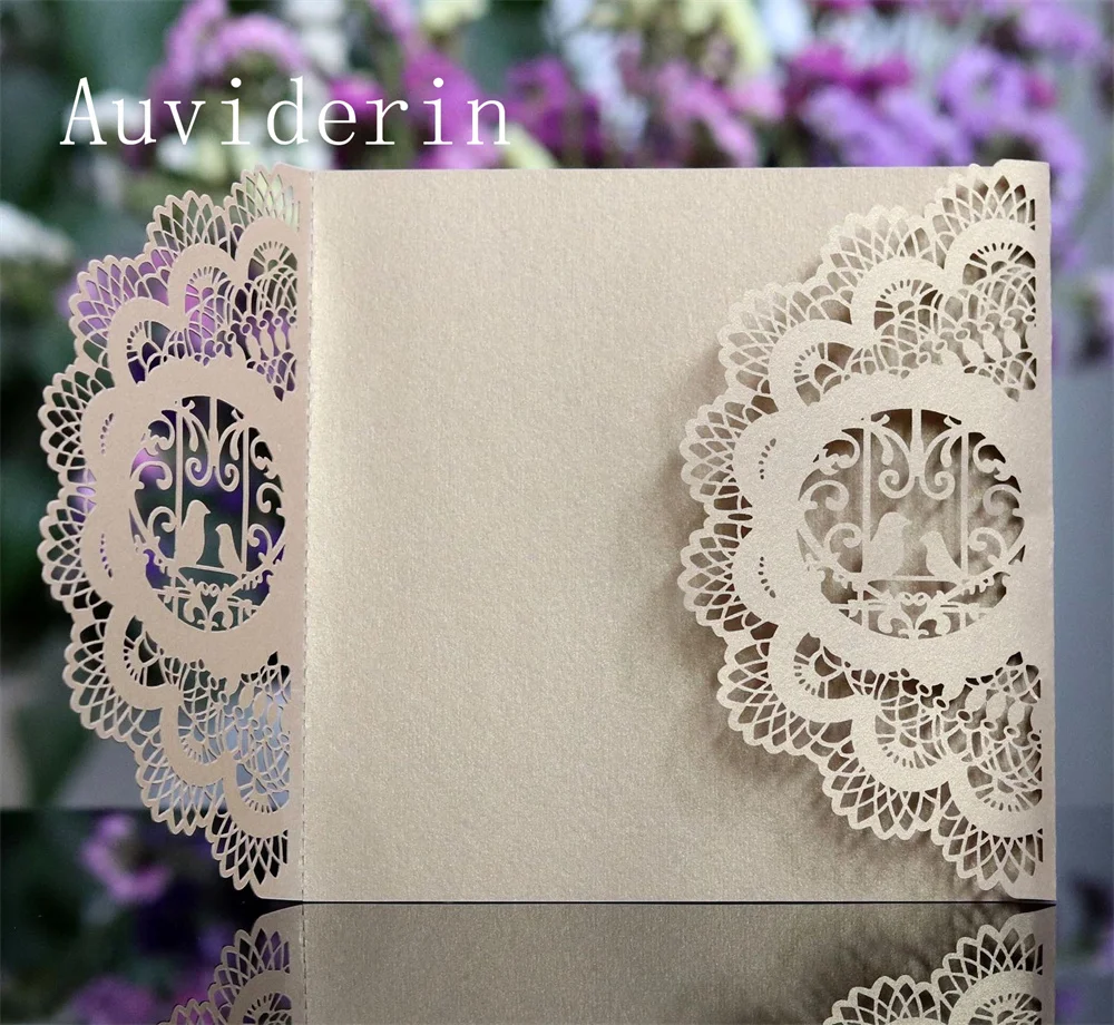 100/50 قطعة 15X15 سنتيمتر غطاء بطاقة دعوة الليزر الأوروبي دعوة الزفاف خارج قذيفة بالجملة AK-HK-5