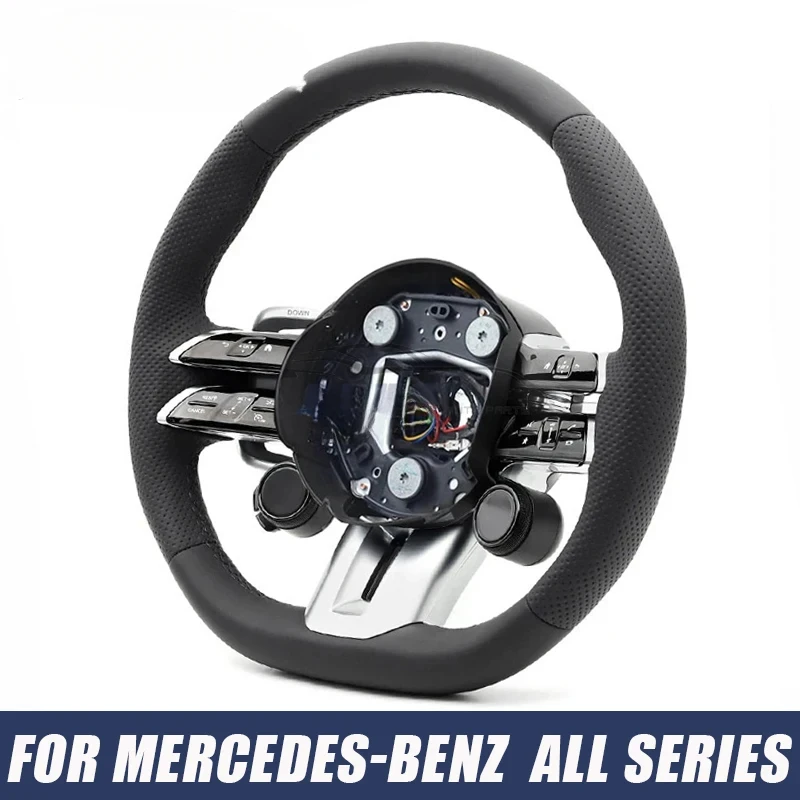 

Руль из кожи Nappa с кнопкой запуска для Mercedes-Benz W204 W205 W212 W213 W218 W177 W176 GLA GLC GLS, автомобильные аксессуары