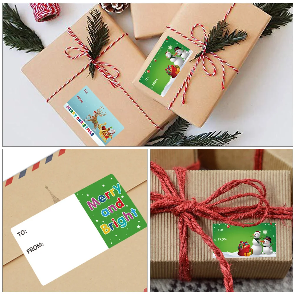 500 قطعة 2 لفات عيد الميلاد عطلة أعواد تزيين لطيف الكرتون عيد الميلاد شنطة هدايا ختم تسميات Diy بها بنفسك ملصقات الحرفية لاصقة ل