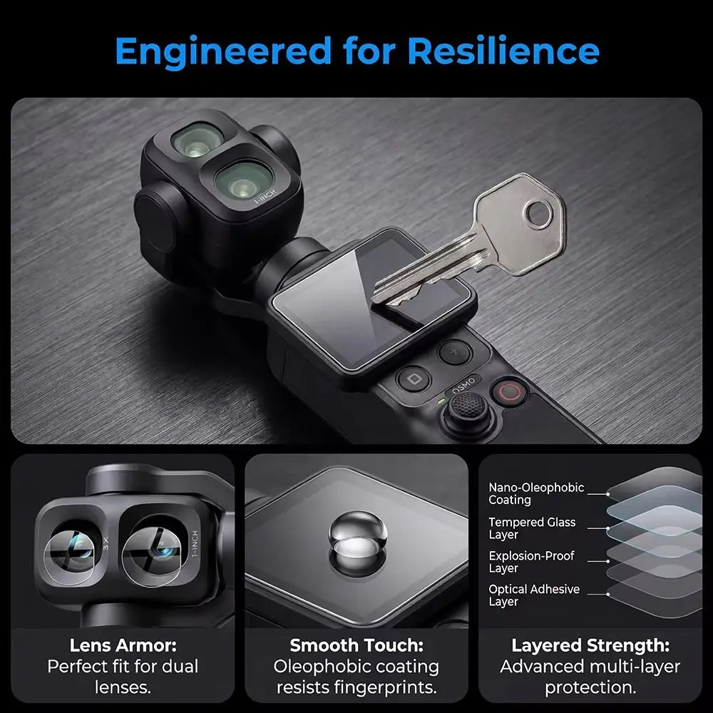 Tempered Glass Screen Protector Explosion Proof HD Lens Films Ultra-Clear Anti Scratch Protective Films for DJI Osmo Pocket 4P