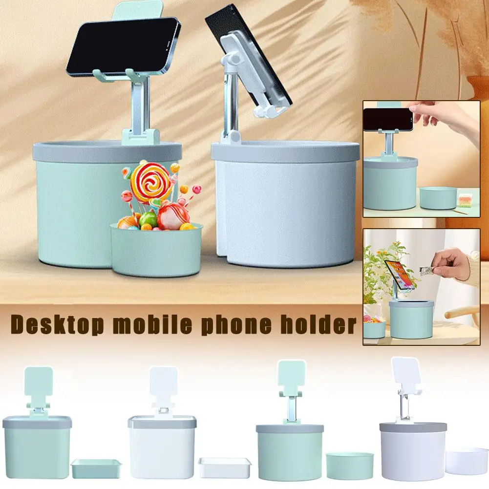 New Desktop Trash Can Holder With Foldable For Lazy People To Watch Tv Shows Dormitory Storage Tablet Phone Holder R8u0