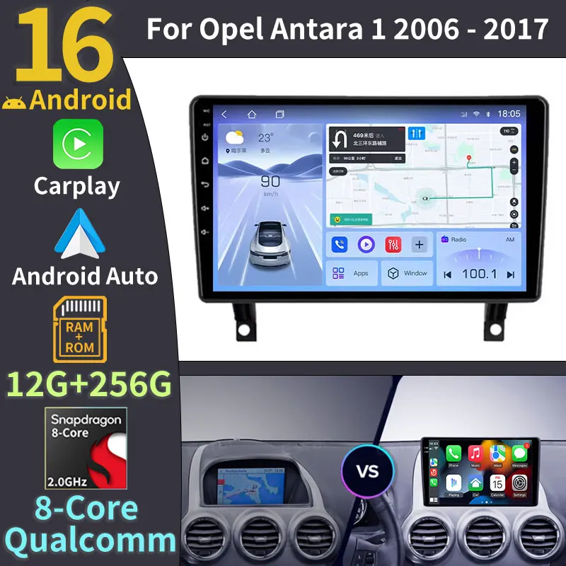Radio para Auto Android 16 para Opel Antara 2006-2017, Reproductor Multimedia de Video, GPS, Navegación, Carplay, 4G, WIFI, BT, DSP