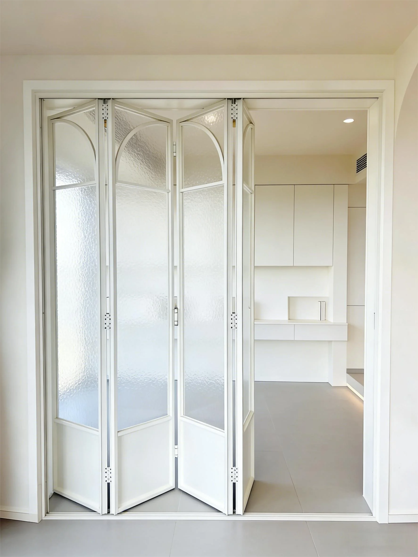 Slime Narrow Border Line Aluminum Interior Glass Bifold Door Luxury Hanging Partition Wall Folding Sliding Door