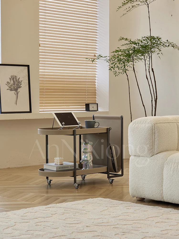 A few movable racks on the balcony of the living room beside the luxurious saddle leather sofa.