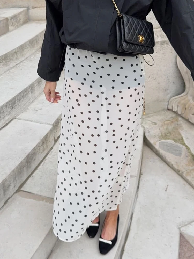 Trendix Print Sexy Sheer Maxi Skirt For Women High Waist Casual Loose See Through Long Skirts 2026 Summer Party Boho Beach Skirt