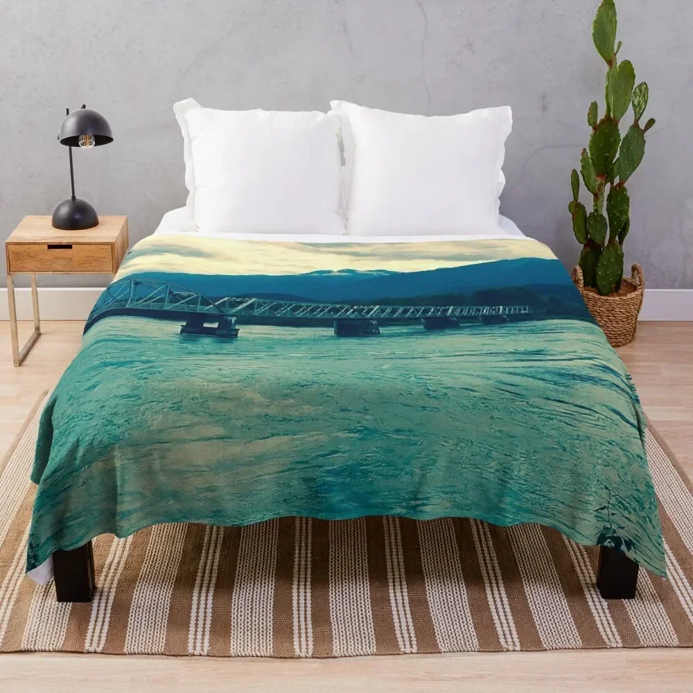 Train Bridge in Revelstoke, Canada. Throw Blanket No Pilling Soft Warm Blanket for Bed