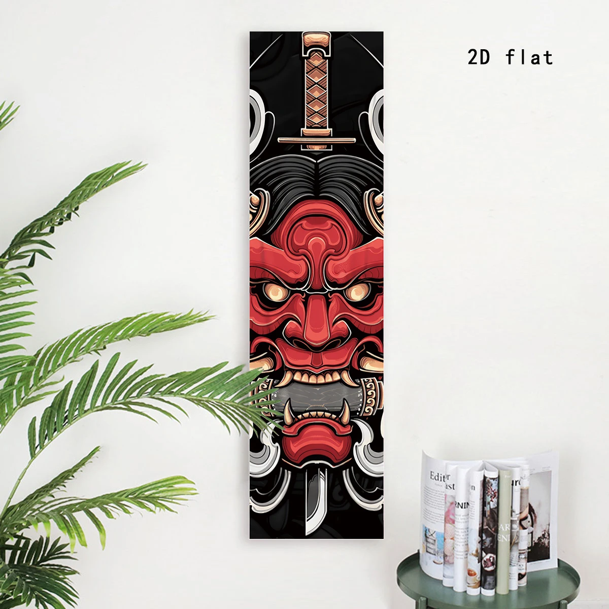 Tapestry Wall Decor Tapestry Anime 2D Flat Black Prajna Devil Mask Vertical Modern Aesthetic Art Home Bedroom Decoration