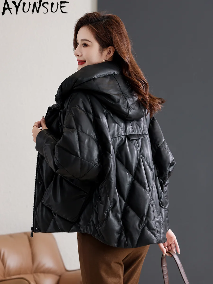 AYUNSUE Echtes Leder Unten Jacke Frauen Winter Kleidung 2025 Schaffell Mantel für Frau 90% Weiße Ente Unten Mäntel Jaqueta Couro