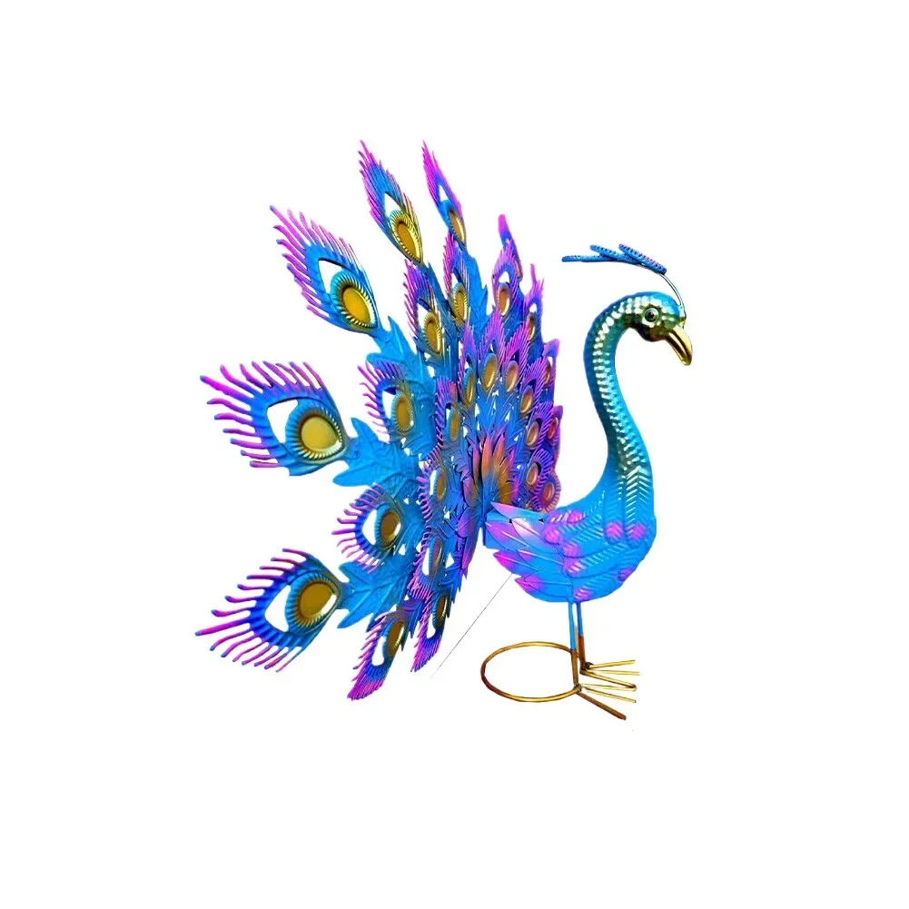 Wrought iron peacock ornament garden decoration
