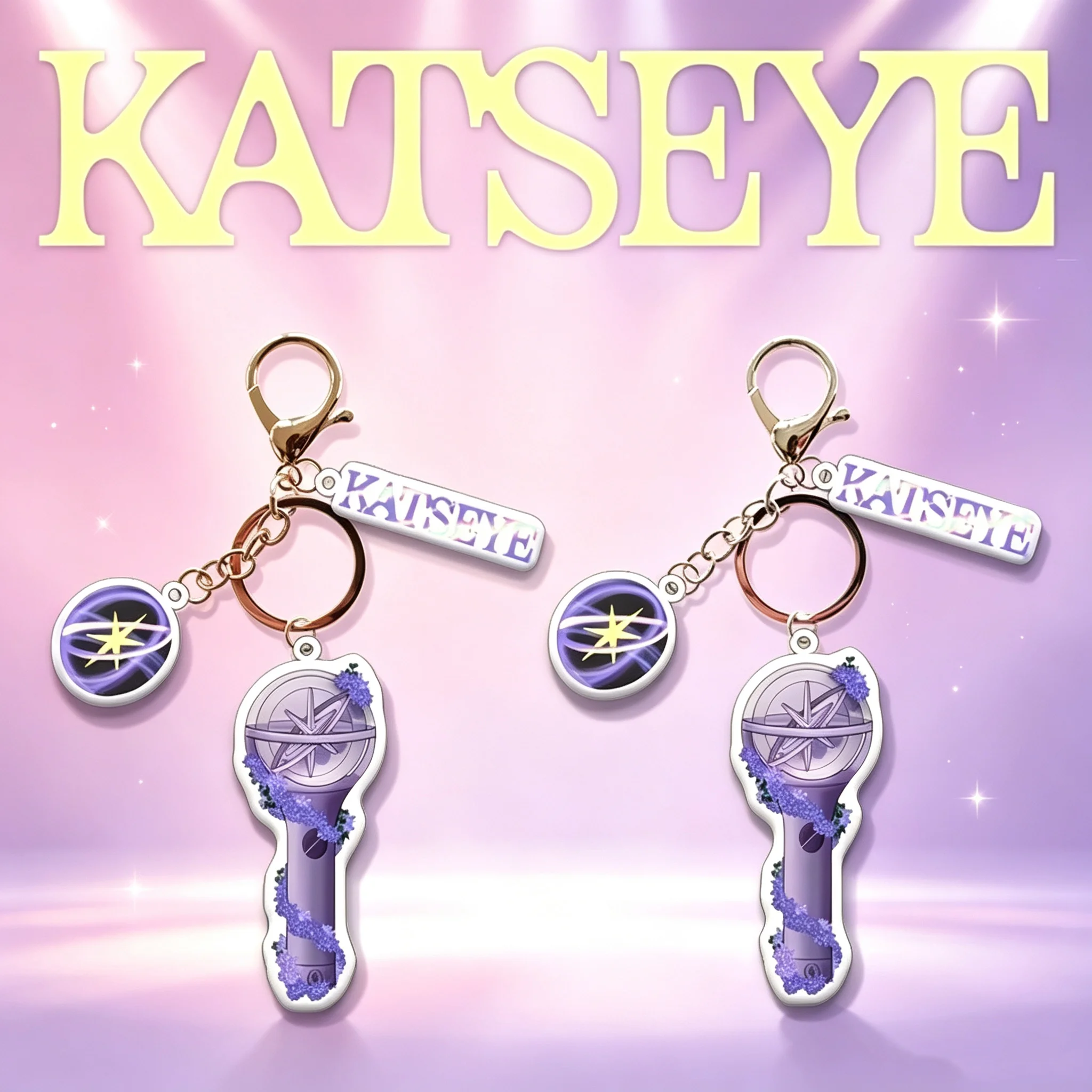 KATSEYE Multi Charms Acrylic Keychain Kpop Lightstick Bag Pendant Fans Collection Backpack Decor Gift