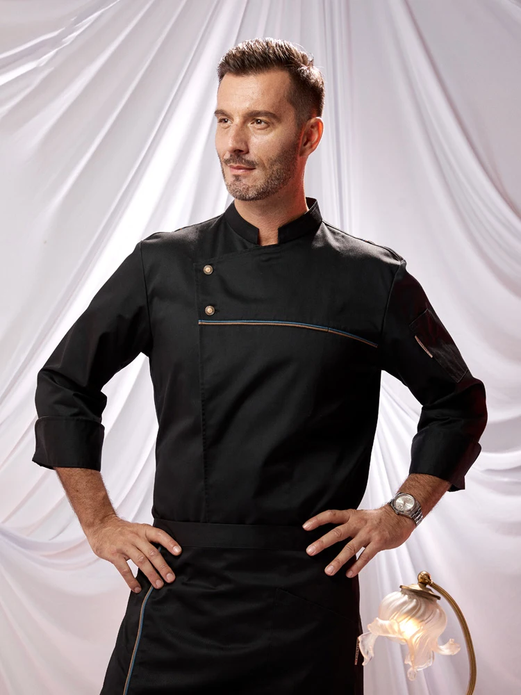 Giacca da cuoco bianca a maniche lunghe, uniforme da caffetteria, camicia da cuoco, cucina dell'hotel, abbigliamento da lavoro traspirante, cappotto da cucina per Catering