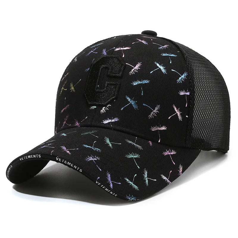 Fashionable Letter Embroidered Baseball Cap Spring Summer Breathable Mesh Hat Sun Protection Couple Peaked Cap for Daily Wear