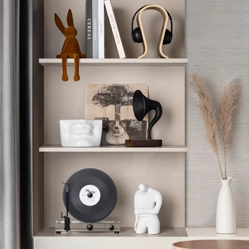 Light Luxury Music Theme Simulation Vertical Vinyl Retro Record Player Phonograph Model Room Sales Office Study Ornament