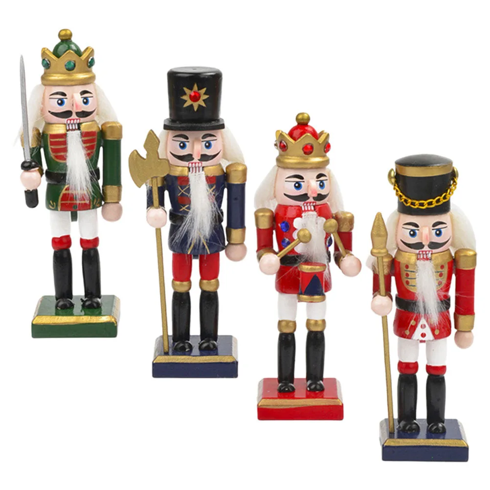 

4Pcs Wooden Christmas Nutcrackers Nutcracker Soldiers Xmas Decor Party Table Decoration Holiday Ornament Wood Xmas Nutcrackers