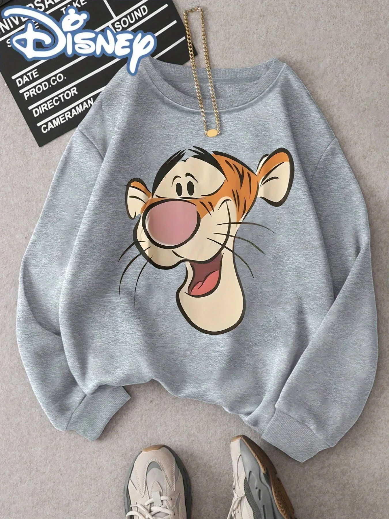 

Женская и мужская хлопковая толстовка с капюшоном Winnie the Pooh Tigger, периферийный свитшот, пуловер, повседневный осенне-зимний флисовый оверсайз, унисекс