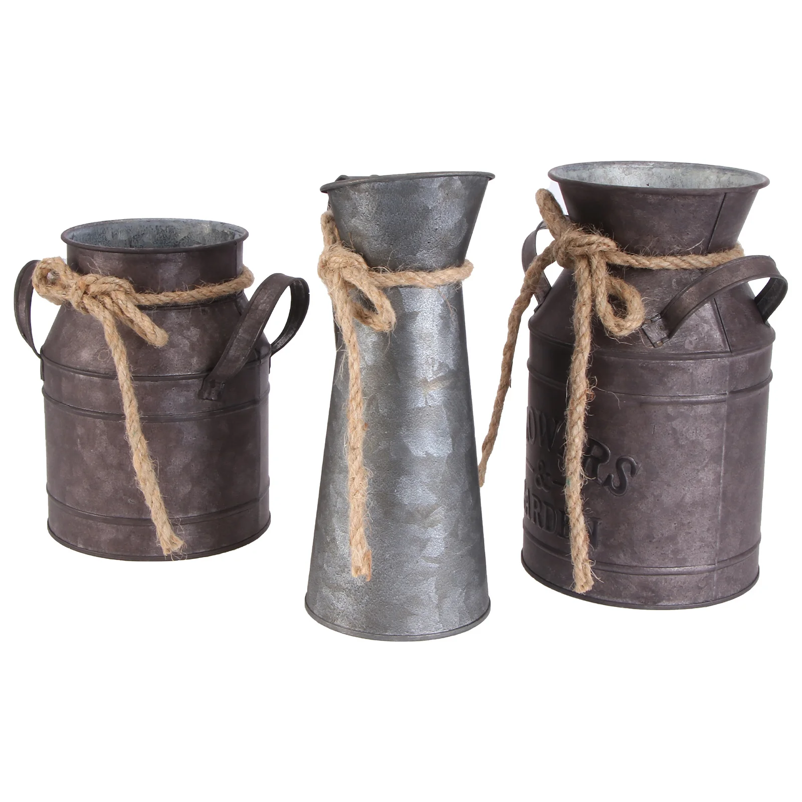

3pcs Retro Flower Bucket Iron Vintage Decorative Vase Home Garden Decoration Rural Style Metal Flower Pot Milk Can Gift Ornament