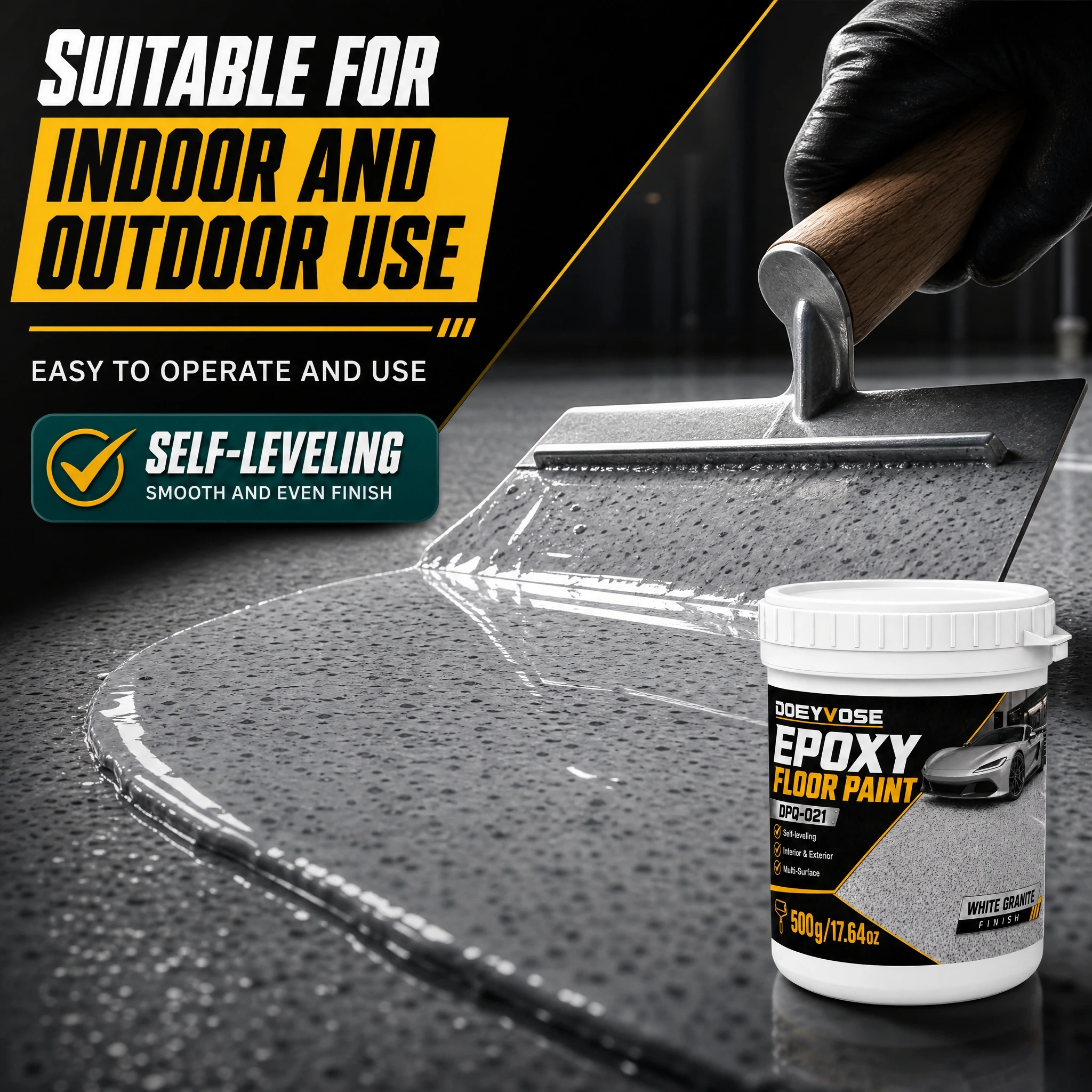 500g Gray Matte Epoxy Floor Paint 2 Part Self-leveling Concrete Floor Coating