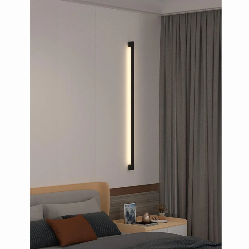 Modern Extremely Narrow Black Long Strip Wall Lamp Corridor Bedroom Bedside Living Room Decoration Bar Shape Lighting Fixtures