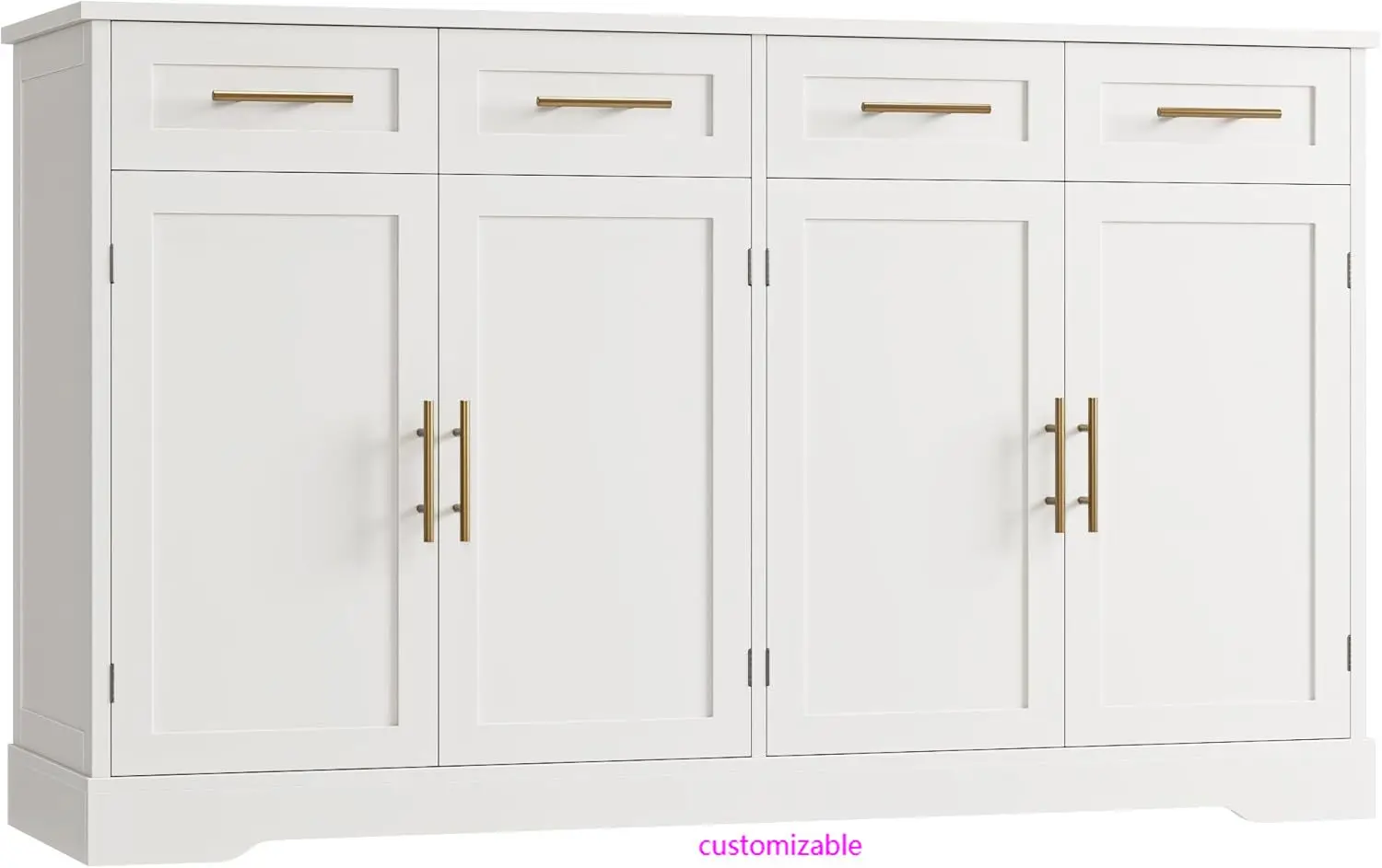 60" Large Buffet Sideboard with Storage, 36" Tall Kitchen Buffet Storage Cabinet with 4 Drawers, Modern Coffee Bar Cabinet