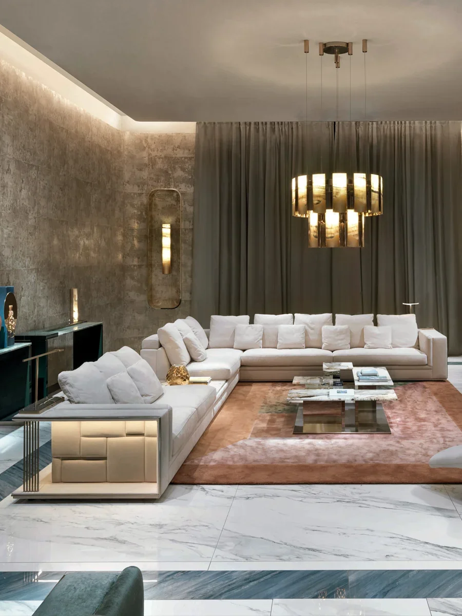 Light luxury Babylon sofa combination tofu block villa large apartment living room corner post-modern large flat floor