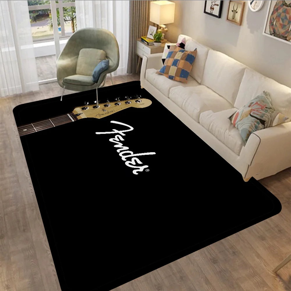 F-Fender Guitar Entrance Door Mat Washable Non-Slip Living Room Sofa Chairs Area Mat Kitchen Alfombra