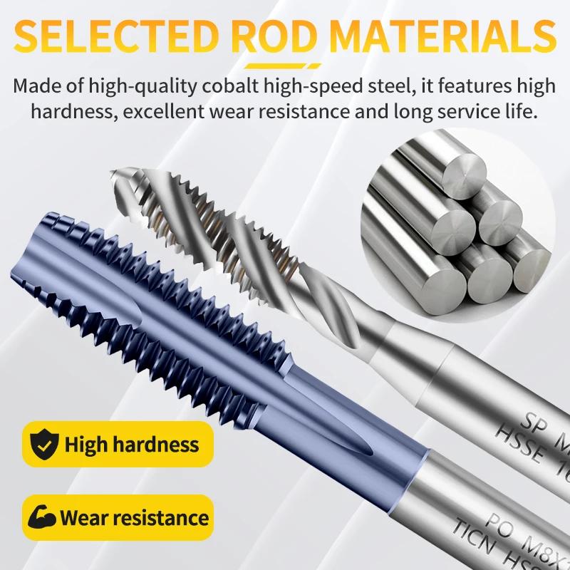 EVROPA 2pcs HSS Machine Tap Set M2-M12, Multi-Coating (TiN / TiCN / Bright) Threading Taps, Internal Thread Cutting Tools
