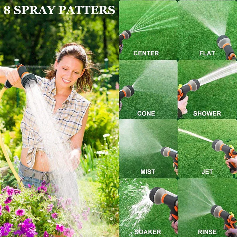 

Vlag 8 Patterns Spray Lawn Watering Multifunction Car Wash High Pressure Durable Hand-Held Tools Hose Sprinkle Nozzle Garden Dur