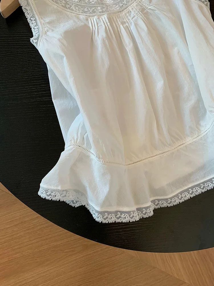 

Loose Lace Patchwork Svel irt Women's Summer Slimming Top Younger Looking Small irt Commute Sle round Ne