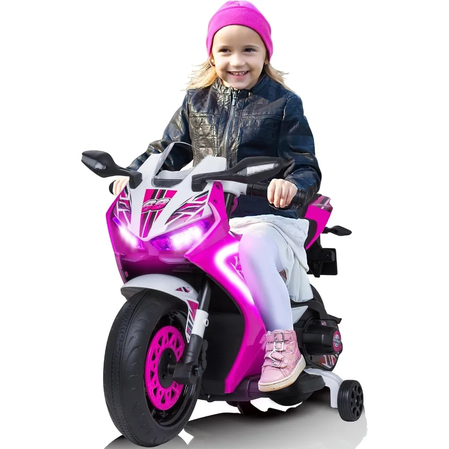 6V Glow elektrische peuter kindermotorfiets - peuterfiets, binnen-/buitenspeelgoed, duurzaam, LED-koplampen en lichaamslicht, realistc S