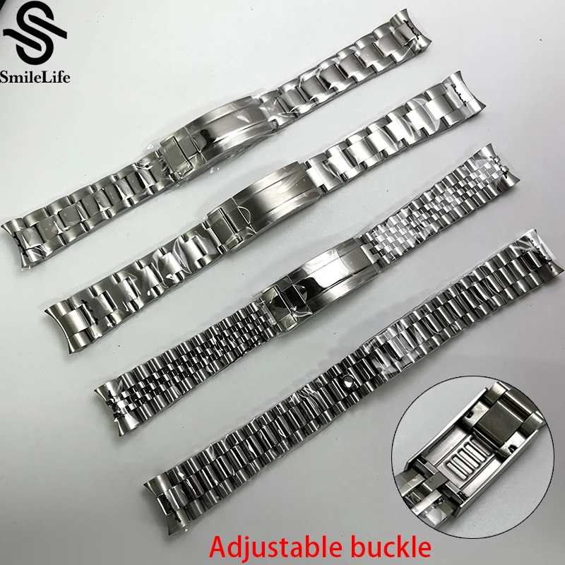 

SmileLife 20 мм 904L стальной юбилейный ремешок серебряный ремешок для часов браслет с твердыми винтовыми звеньями изогнутый конец 904L браслет аксессуары для часов