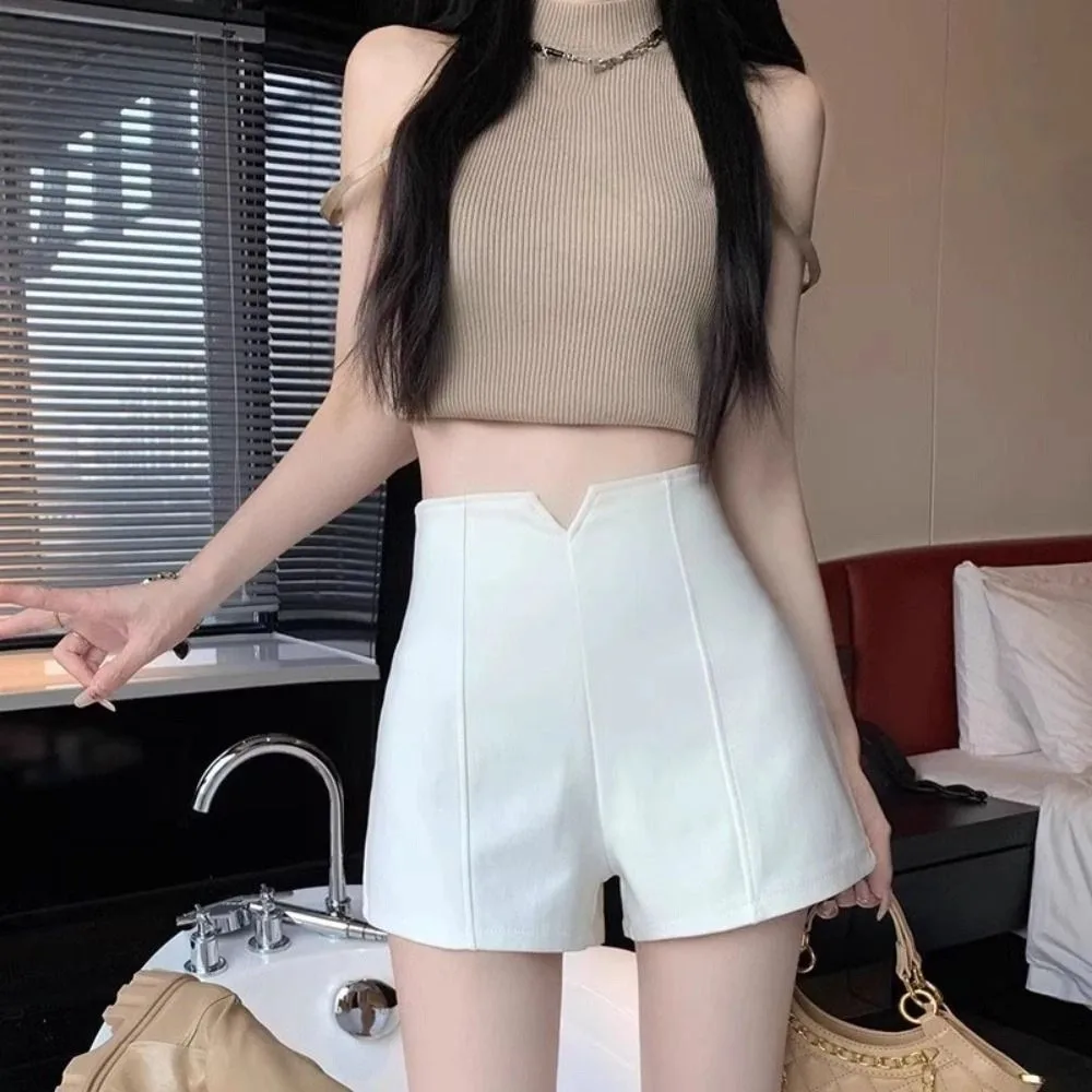 سليم صالح ألف خط السراويل Y2K شيك عالية الخصر دعوى الساخن السراويل بانت بنطلون بلون المرأة الصيف سراويل قصيرة الفتيات