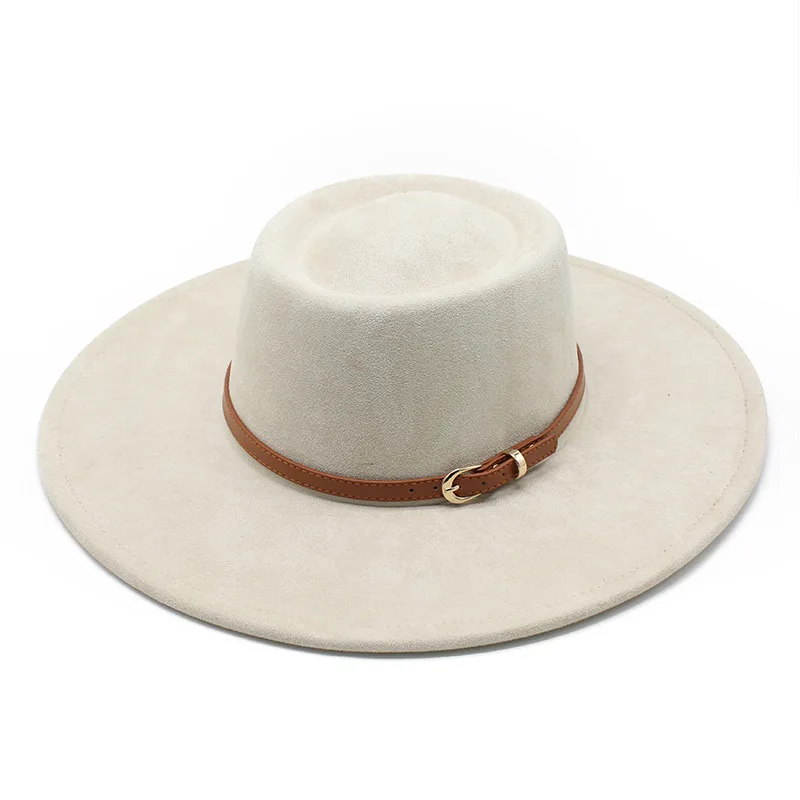 French Elegant Bowler Hat Cross-border New Arrival Suede Big Brim Jazz Top Hat Men And Women Fall Winter Fashion Fur Felt Hat