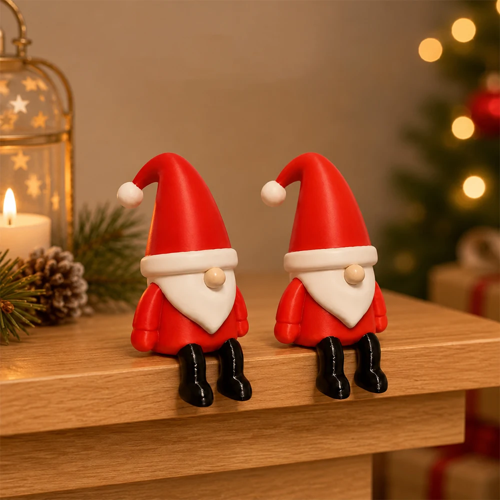  2 Stück Weihnachts-Weihnachtsmann-Figuren, Niedliche Sitzende Weihnachtsdekorationen für Regal, Kaminsims, Tisch, Schreibtisch, Zuhause, Büro, Feiertagsdekoration – Detail 6