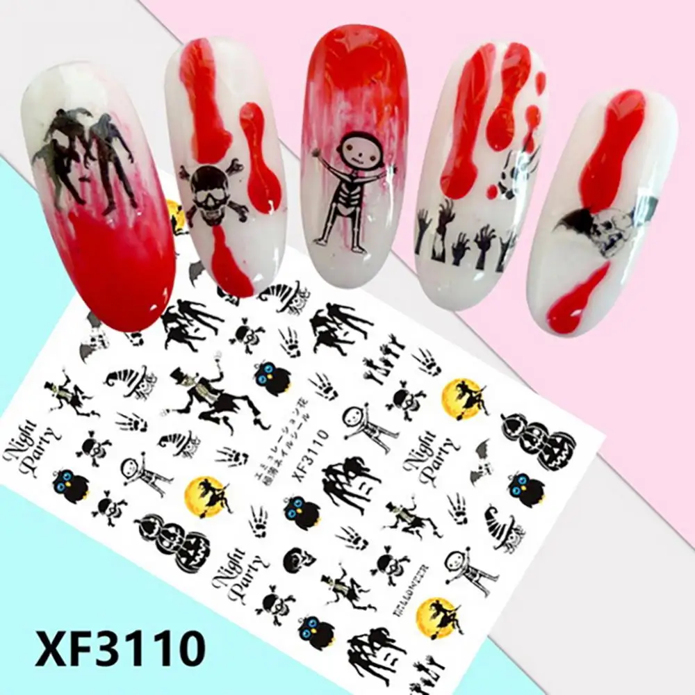 Long-lasting Nail Wraps Easy To Apply 12-piece Set Suitable For Halloween Costumes Vibrant Designs Back Glue Festive Nail Art