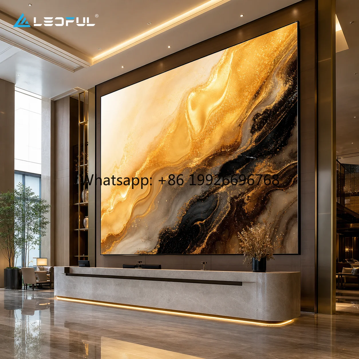 Commercial LED Video Wall P1.86 for Hotel Lobby Welcome Wall with High Refresh Rate and Wide Viewing Fixed Installation