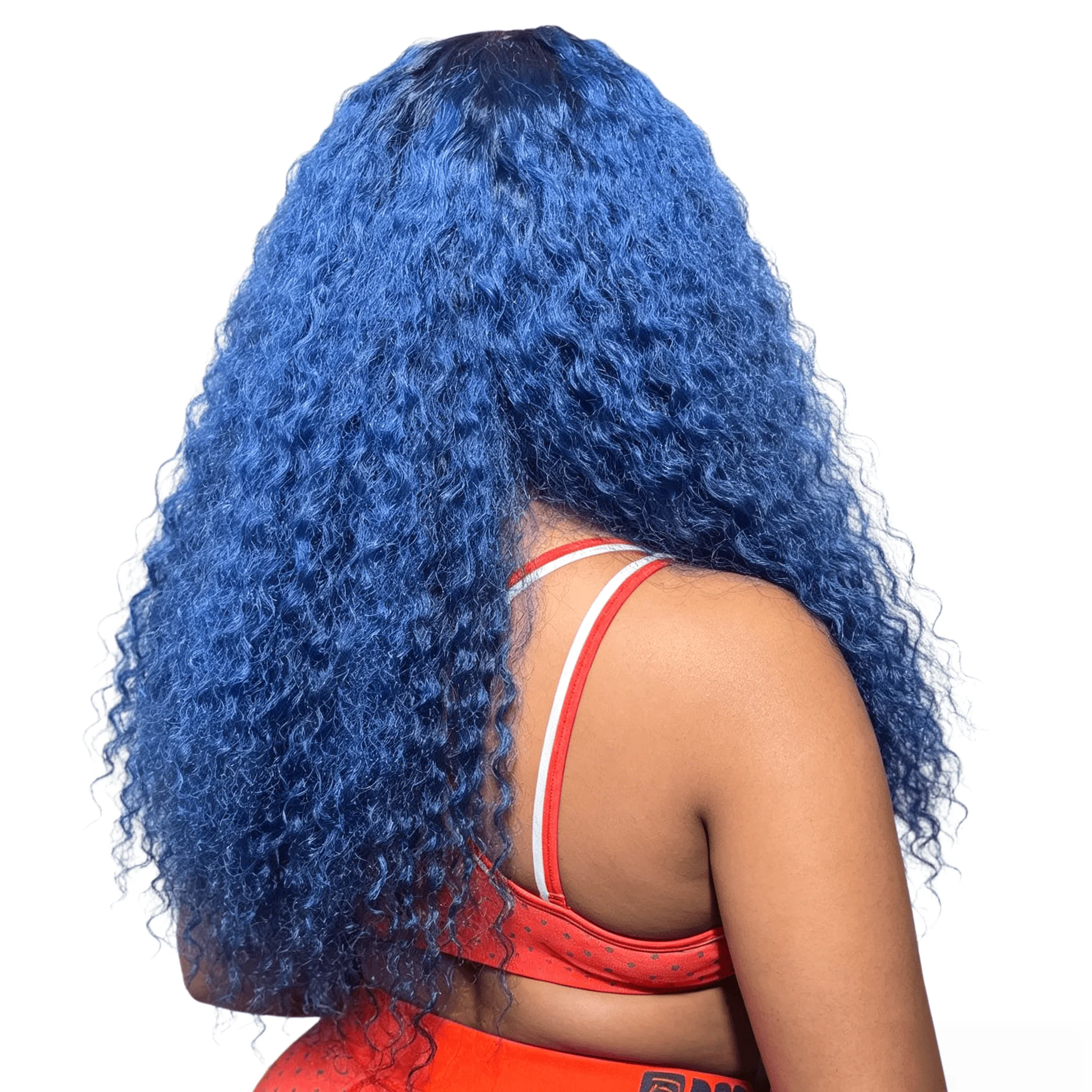 Dark Blue Curly Human Hair Wig 13x6 13x4 Lace Front Wig Pre Plucked Brazilian Virgin Transparent Lace Frontal Wig For Women 250% view 3